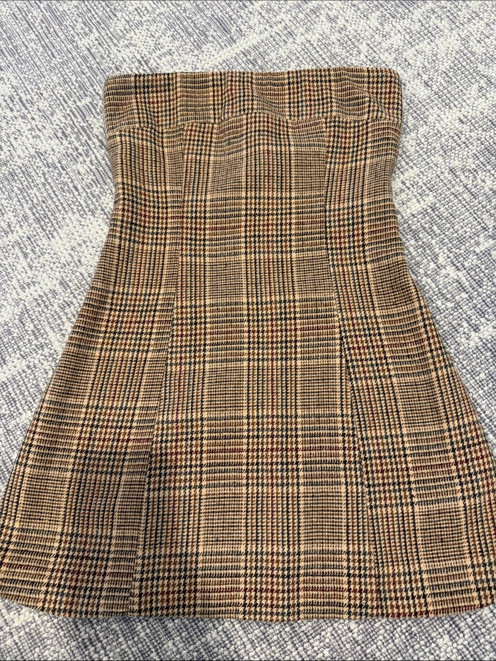 Peppermayo Tan Plaid Mini Dress